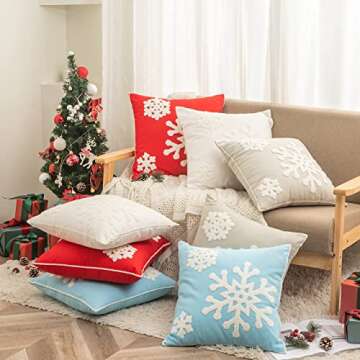 AFIRMLY Elegant Christmas Throw Pillow Covers with Embroidery