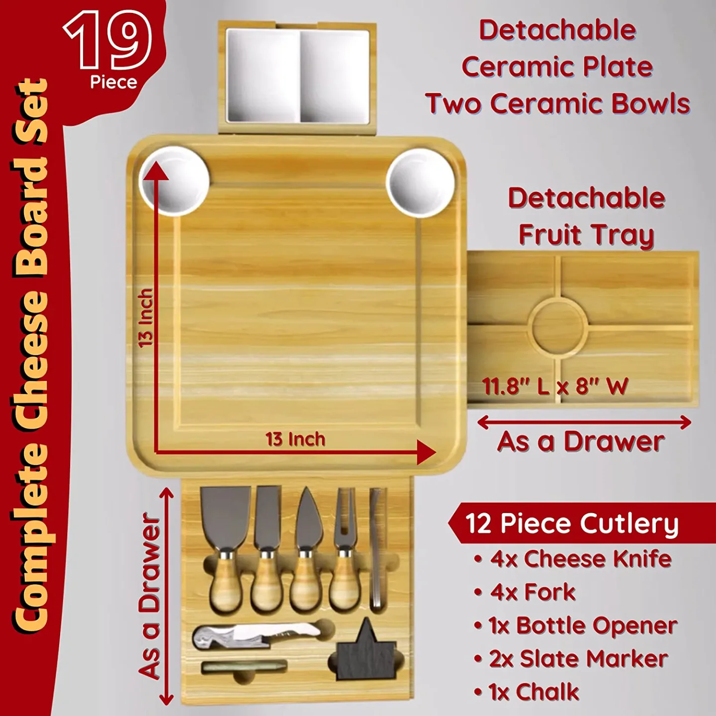 Deluxe Cheese Board and Knife Set for Entertaining
