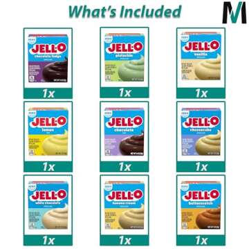 Instant Pudding Sugar-Free Variety Pack | 9 Unique Flavors | 1 oz Per Box | Sugar Free Mix