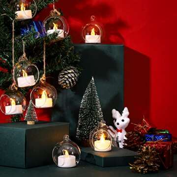 3.15 inches Hanging Tealight Holder Glass Globes Terrarium Wedding Candle Holder Candlestick (18 Pcs/Set) (18pcs)