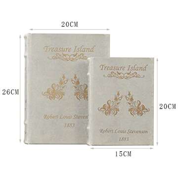 ARTSSS Decorative Book Boxes Antique Book Invisible Box, Faux Wood Set of 2 Storage Set