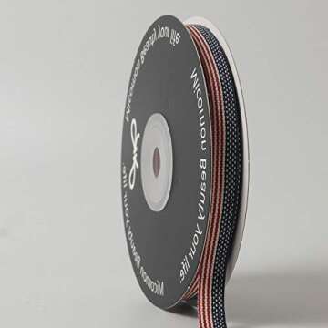 Micomon 3/8" American Flag Stripes Printed Polyester Grosgrain Ribbons15-Yards Per Spool DIY 4th of July Independance Day Decoration