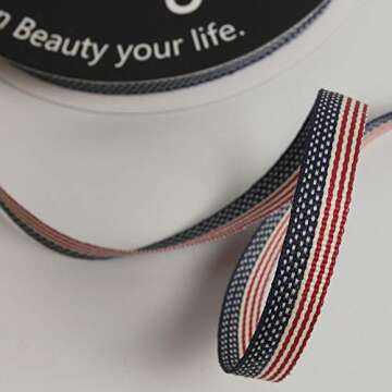 Micomon 3/8" American Flag Stripes Printed Polyester Grosgrain Ribbons15-Yards Per Spool DIY 4th of July Independance Day Decoration