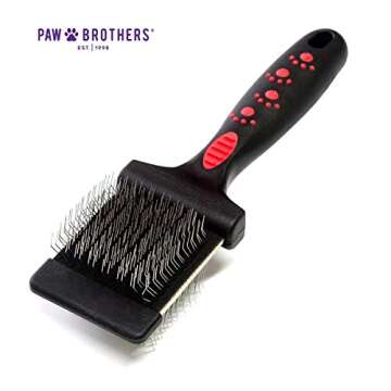 Ryan's Pet Supplies Paw Brothers Double Sided Firm Flex Slicker Brush, Professional Grade, Angled St...