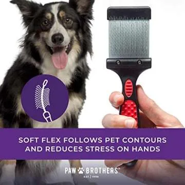 Ryan's Pet Supplies Paw Brothers Double Sided Firm Flex Slicker Brush, Professional Grade, Angled Stainless Steel Pins, Comfort Grip, Flexible Head, Large