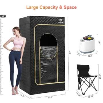 COSVALVE Sauna Box, Portable Steam Sauna for Home, Indoor Sauna Full Body Personal Sauna with XL Steamer 9 Levels, Fast Heating and Energy Saving, 2.6' x 2.6' x 5.6'