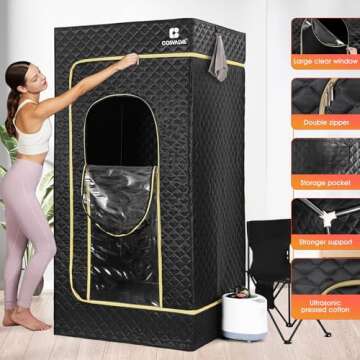 COSVALVE Sauna Box, Portable Steam Sauna for Home, Indoor Sauna Full Body Personal Sauna with XL Steamer 9 Levels, Fast Heating and Energy Saving, 2.6' x 2.6' x 5.6'