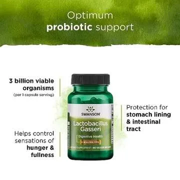 Swanson Lactobacillus Gasseri - Probiotic Supplement Supporting Digestive Health with 3 Billion CFU - Design-Release Satiety & Fat Metabolism Support - (60 Veggie Capsules)