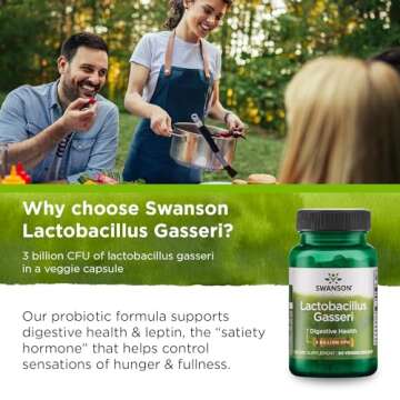 Swanson Lactobacillus Gasseri - Probiotic Supplement Supporting Digestive Health with 3 Billion CFU - Design-Release Satiety & Fat Metabolism Support - (60 Veggie Capsules)