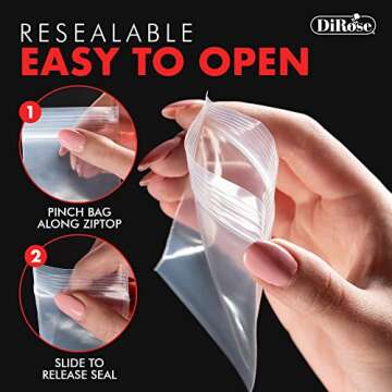 Zip Bags Clear Plastic With Zipper Seal - By DiRose | Resealable, Strong, Thick, Sturdy | For Organizing, Travel, Shipping, Packaging, and Storage | 3X3 | 1000 Pack