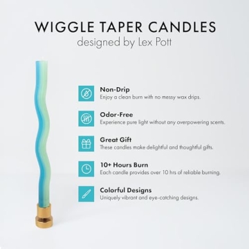 Wiggle Candles - Playful Bright Taper Candlesticks in Mint