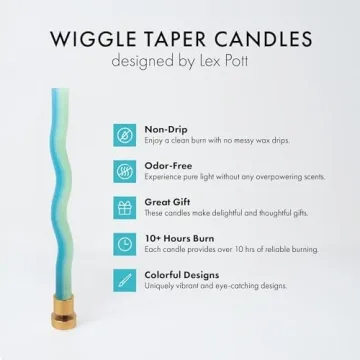 Wiggle Candles - Playful Bright Taper Candlesticks in Mint