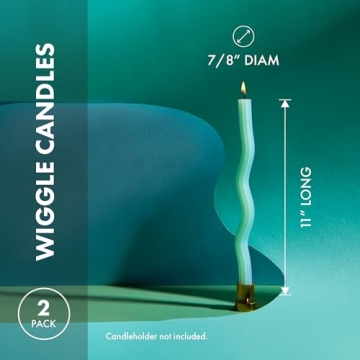 Wiggle Candles - Playful Bright Taper Candlesticks in Mint