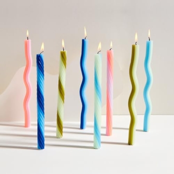 Wiggle Candles - Playful Bright Taper Candlesticks in Mint