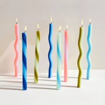 Wiggle Candles - Playful Bright Taper Candlesticks in Mint