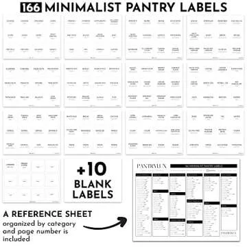 Pantrylux 166 Kitchen Pantry Labels for Food Containers, Kitchen Labels, Labels for Storage Bins, Pantry Labels for Containers, Minimalist Kitchen Pantry Labels, Labels for Organizing - White & Black