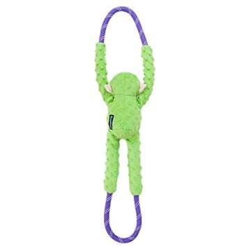 ZippyPaws - RopeTugz Green Monkey Dog Toy - Durable Rope, Squeaky Chew Toy, Perfect for Tug of War, Suitable for Small, Medium, and Large Breeds - Machine Washable
