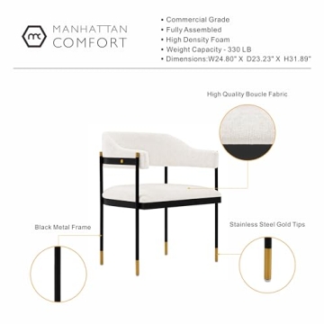 Manhattan Comfort Lia Boucle Dining Chair Streamlined Elegance