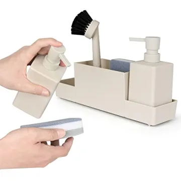Elegant Kitchen Soap Dispenser with Sponge Holder Set