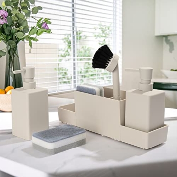 Elegant Kitchen Soap Dispenser with Sponge Holder Set