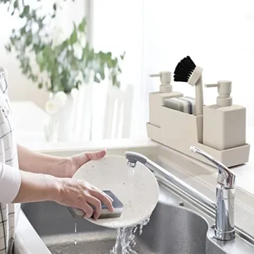 Elegant Kitchen Soap Dispenser with Sponge Holder Set