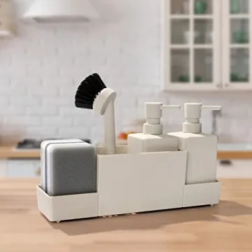 Elegant Kitchen Soap Dispenser with Sponge Holder Set