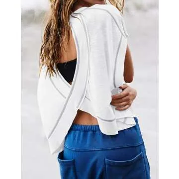 TERIVEEK Women Open Back Workout T Shirt - Stylish Activewear