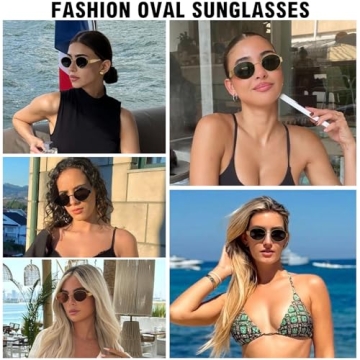WOWSUN Oval Sunglasses for Trendy Women with UV Protection