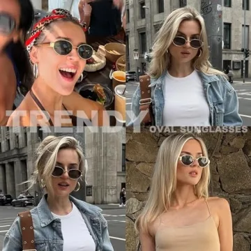 WOWSUN Oval Sunglasses for Trendy Women with UV Protection