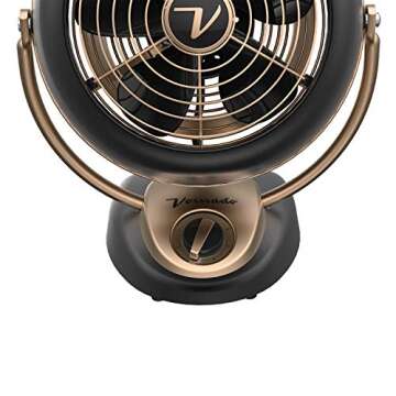 Vornado VFAN Alchemy Vintage Fan | Retro Metal Air Circulator for Cooling & Decor | 5 Speeds, Adjustable Tilt | Gunmetal