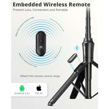 UBeesize 72'' Magnetic Tripod for iPhone with Remote, Extendable Cell Phone Tripod Stand, Compatible with MagSafe, Selfie Stick Tripod for iPhone 15 14 13 12 11 Series and Android Phones