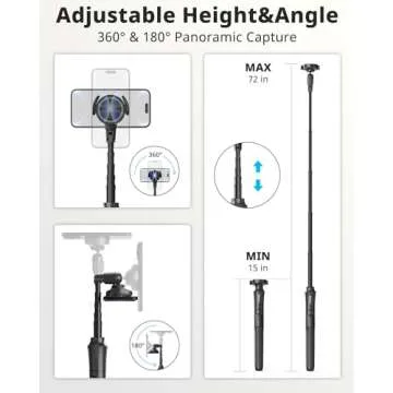 UBeesize 72'' Magnetic Tripod for iPhone with Remote, Extendable Cell Phone Tripod Stand, Compatible with MagSafe, Selfie Stick Tripod for iPhone 15 14 13 12 11 Series and Android Phones