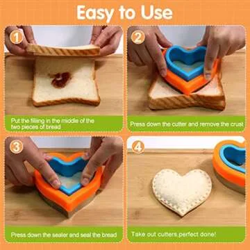 Uncrustable Sandwich Cutter and Sealer for Kids - Fangze 4 Pcs Decruster Cookie Maker Shapes Lunch Bread Mold Stainless Steel