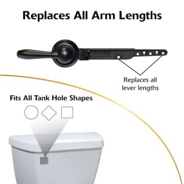 Korky 6081BP Strongarm Tank Lever Universal to Fit Front Angled Side Left and Right Mount Toilets, Oil-Rubbed Bronze, Faucet Style