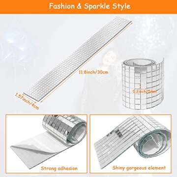 12272 PCS Mirror Mosaic Tiles Small Square Disco Ball Tiles Self Adhesive Mirror Tiles Sticker for DIY Crafts Decoration, Disco Ball Mirror Tiles for Party