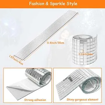 12272 PCS Mirror Mosaic Tiles Small Square Disco Ball Tiles Self Adhesive Mirror Tiles Sticker for DIY Crafts Decoration, Disco Ball Mirror Tiles for Party