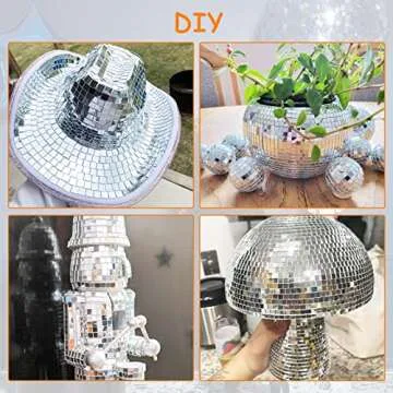 12272 PCS Mirror Mosaic Tiles Small Square Disco Ball Tiles Self Adhesive Mirror Tiles Sticker for DIY Crafts Decoration, Disco Ball Mirror Tiles for Party