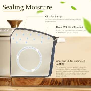 Overmont Enameled Cast Iron Dutch Oven - 4.5QT Pot with Lid Cookbook & Cotton Potholders - Heavy-Duty Cookware for Braising, Stews, Roasting, Bread Baking white