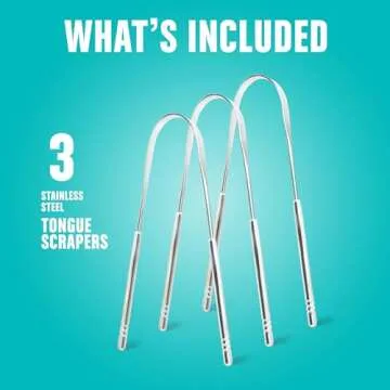 Tongue Scraper For Adults (3 Pack) - Improved Tongue Cleaning & Fresh Breath, Stainless Steel Tongue Scraper, Metal Tongue Scraper, Tongue Sweeper Kids Tongue Scraper, Ayurvedic Tongue Scrubber