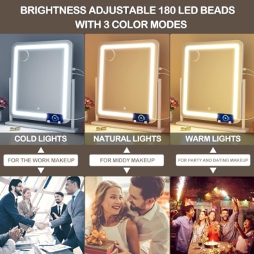 Lighted Makeup Mirror with 3 Color Modes and 10X Magnification