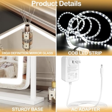 Lighted Makeup Mirror with 3 Color Modes and 10X Magnification