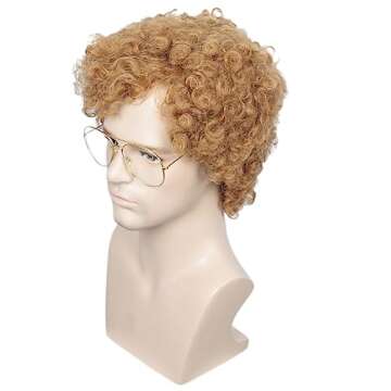 Linfairy Light Brown Disco Wig for 80s Costume Parties
