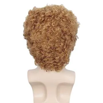 Linfairy Light Brown Disco Wig for 80s Costume Parties