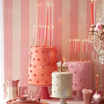 Meri Meri Gold Dipped Birthday Candles for Cake (Pack of 16), 7.25" Tall, Unscented Gold Birthday Ca...