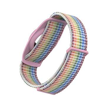 HPHRE Airtag Watch Bands, Airtags Bracelet Case Compatible with Apple Airtag, Silicone Protective Cover Strap Holder Lightweight Elastic Band for Kids Toddler Children Elders (Rainbow)-L8