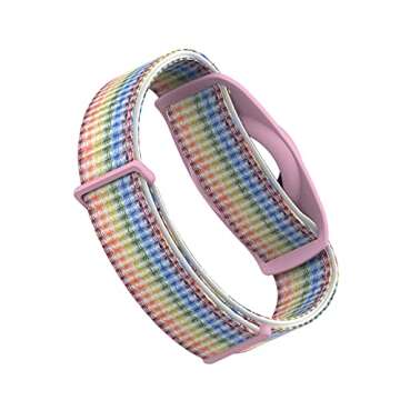 HPHRE Airtag Watch Bands, Airtags Bracelet Case Compatible with Apple Airtag, Silicone Protective Cover Strap Holder Lightweight Elastic Band for Kids Toddler Children Elders (Rainbow)-L8