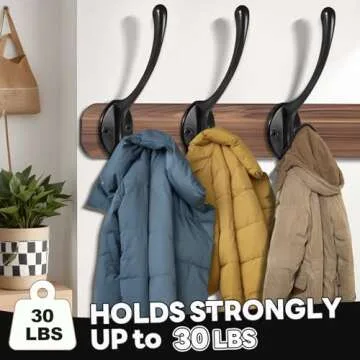 Wall Hooks for Hanging, 10-Pcs Heavy Duty Metal Coat Hooks, for Living Room, Bathroom, Kitchen, Bedroom for Coata, Towel, Hat, Key, Closet, Bag (Black)