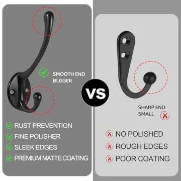 Wall Hooks for Hanging, 10-Pcs Heavy Duty Metal Coat Hooks, for Living Room, Bathroom, Kitchen, Bedroom for Coata, Towel, Hat, Key, Closet, Bag (Black)