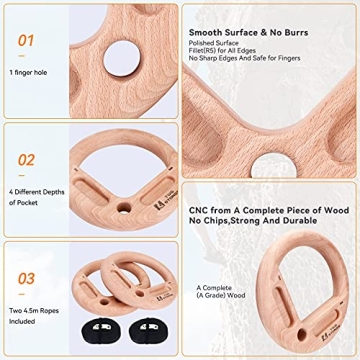 Portable Hangboard & Pull Up Rings for Rock Climbing Training