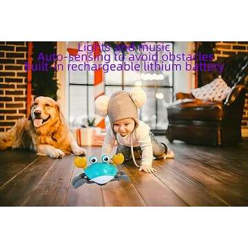 FEELGUY Crawling Crab Baby Toy Fantastic Creatures Toys Infant Sensory Tummy time Toys 3 4 5 6 7 8 9 10 11 12 Babies boy Girl Learning Crawl 3-6 6-12 Walking Toddler Gifts for 36 Months Old (Matcha)